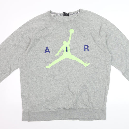 Jordan Men's Grey XL Pullover Sweatshirt Air Logo Crew Neck Fleece