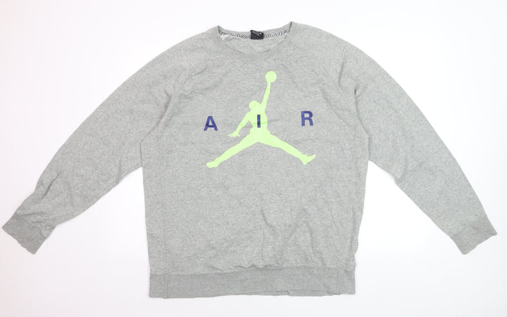 Jordan Men's Grey XL Pullover Sweatshirt Air Logo Crew Neck Fleece
