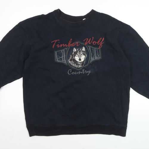 Croft & Barrow Men's Black Wolf Graphic Pullover Sweatshirt M