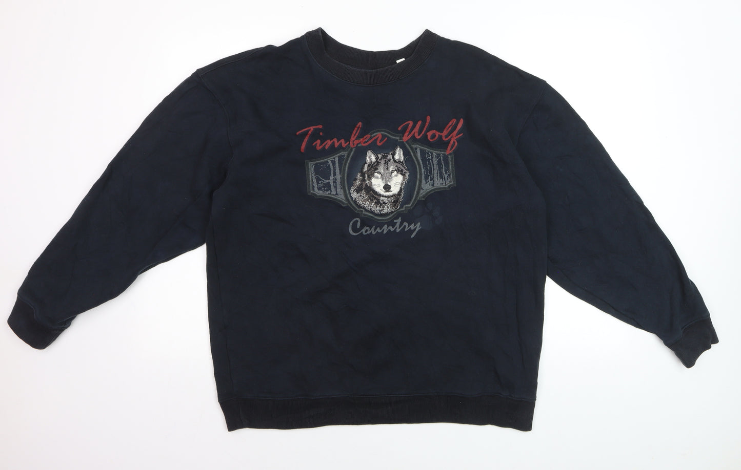 Croft & Barrow Men's Black Wolf Graphic Pullover Sweatshirt M