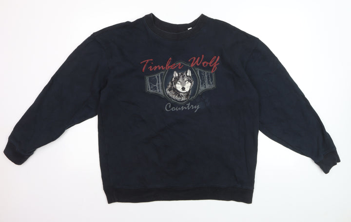 Croft & Barrow Men's Black Wolf Graphic Pullover Sweatshirt M