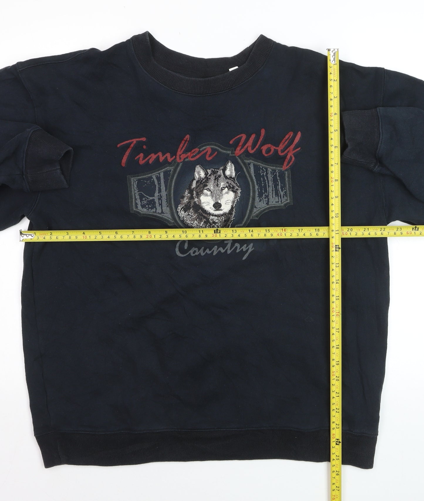 Croft & Barrow Men's Black Wolf Graphic Pullover Sweatshirt M