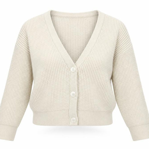 Pull&Bear Women’s Beige Knit V-Neck Button Cardigan Size S