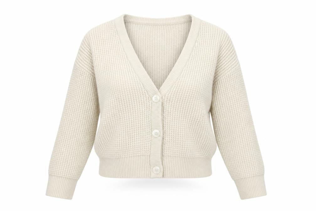 Pull&Bear Women’s Beige Knit V-Neck Button Cardigan Size S