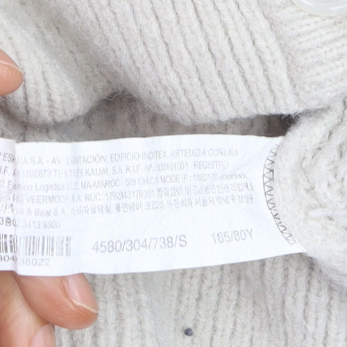 Pull & Bear Women’s Beige Knit V-Neck Button Cardigan Size S
