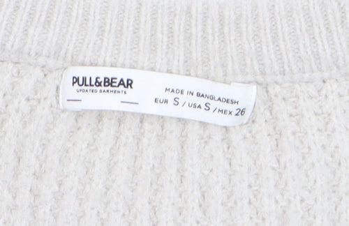 Pull & Bear Women’s Beige Knit V-Neck Button Cardigan Size S