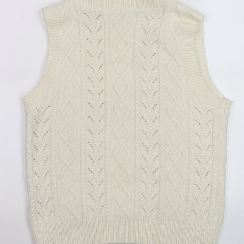 Crew Clothing Women’s Ivory Cable-Knit Sleeveless V-Neck Jumper Vest Size 12