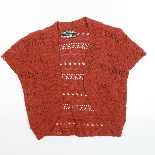 Pilot Women’s Brown Open-Knit Short Sleeve Shrug L Cotton Blend