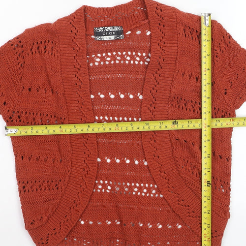 Pilot Women’s Brown Open-Knit Short Sleeve Shrug L Cotton Blend