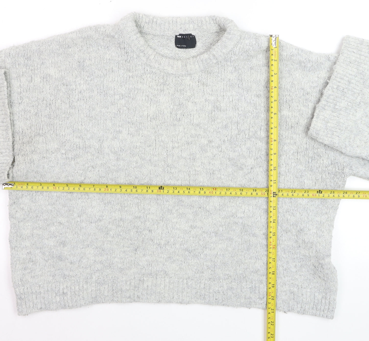 ASOS DESIGN Women’s Grey Chunky Knit Pullover Jumper L