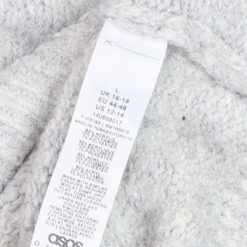 ASOS DESIGN Women’s Grey Chunky Knit Pullover Jumper L