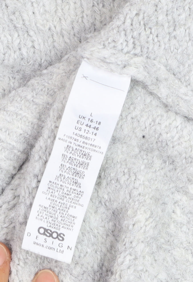 ASOS DESIGN Women’s Grey Chunky Knit Pullover Jumper L