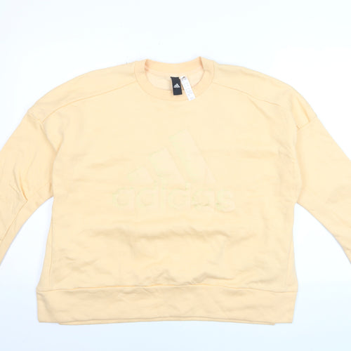 Adidas Womens Beige XL Crew Neck Logo Sweatshirt Cotton Blend