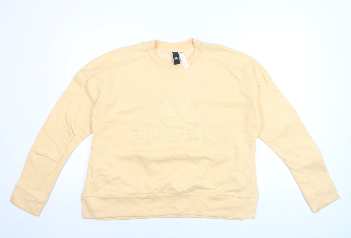 Adidas Womens Beige XL Crew Neck Logo Sweatshirt Cotton Blend