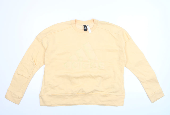 Adidas Womens Beige XL Crew Neck Logo Sweatshirt Cotton Blend