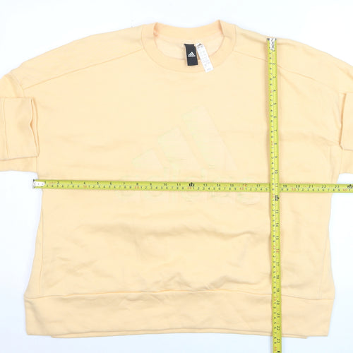 Adidas Womens Beige XL Crew Neck Logo Sweatshirt Cotton Blend