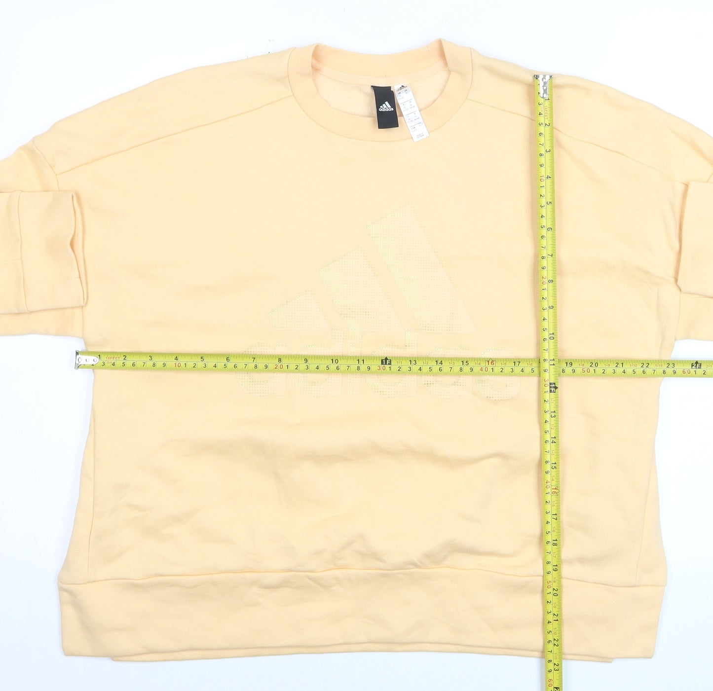 Adidas Womens Beige XL Crew Neck Logo Sweatshirt Cotton Blend