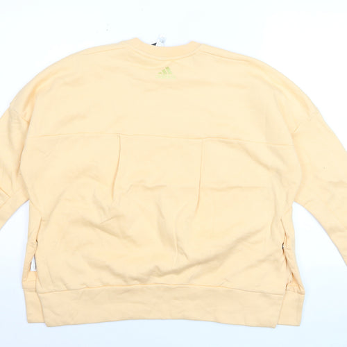 Adidas Womens Beige XL Crew Neck Logo Sweatshirt Cotton Blend