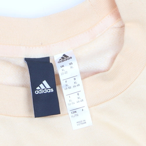 Adidas Womens Beige XL Crew Neck Logo Sweatshirt Cotton Blend