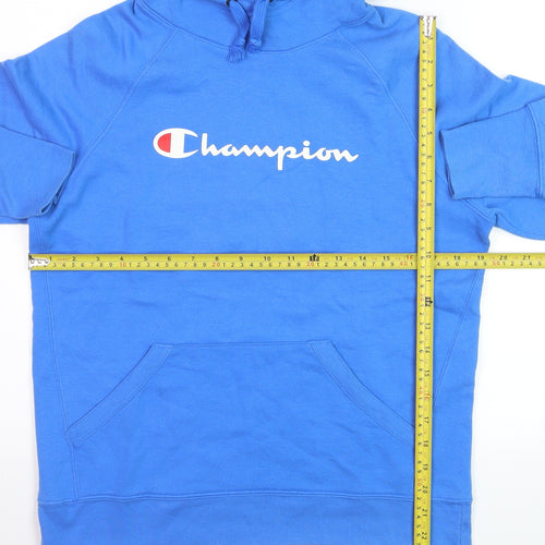 Champion Men's Blue Pullover Hoodie Small Logo Athletic Sweatshirt