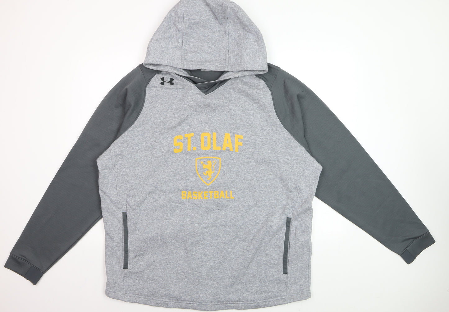 Under Armour Men's Grey ColdGear Pullover Hoodie XL Basketball Graphic