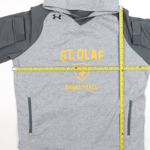 Under Armour Men's Grey ColdGear Pullover Hoodie XL Basketball Graphic