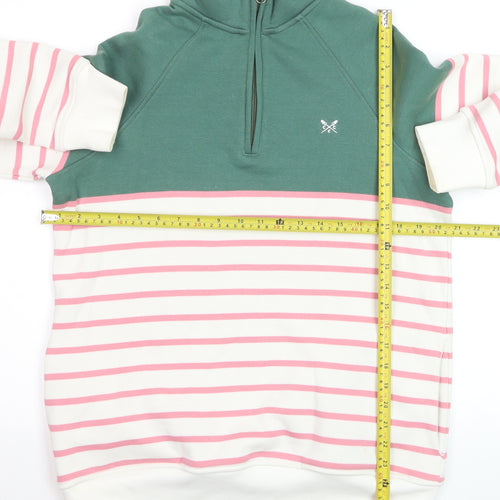 Crew Clothing Women’s Green & Pink Stripe 1/2 Zip Sweatshirt Size 14