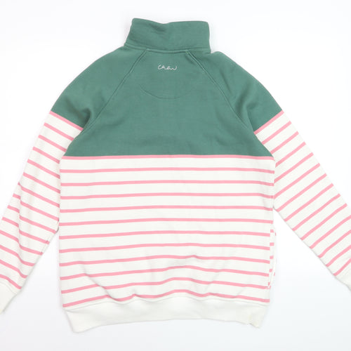 Crew Clothing Women’s Green & Pink Stripe 1/2 Zip Sweatshirt Size 14
