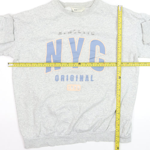 H&M Womens Grey Long Sleeve Crew Neck NYC Graphic Sweatshirt Size 14Y+