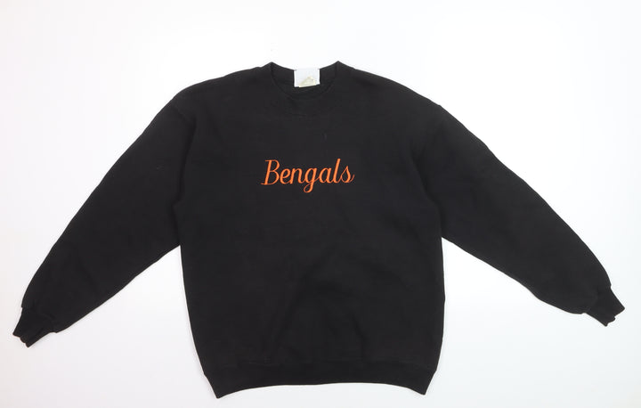 Lee Men's Black Bengals Embroidered Crew Neck Sweatshirt M