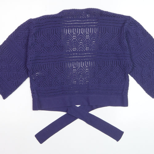 Marks and Spencer Women Blue Crochet Wrap Jumper Size 14