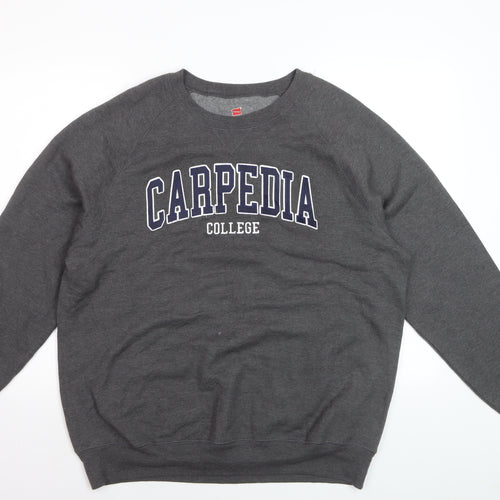 Hanes Men’s Grey College Logo Crew Neck Sweatshirt L
