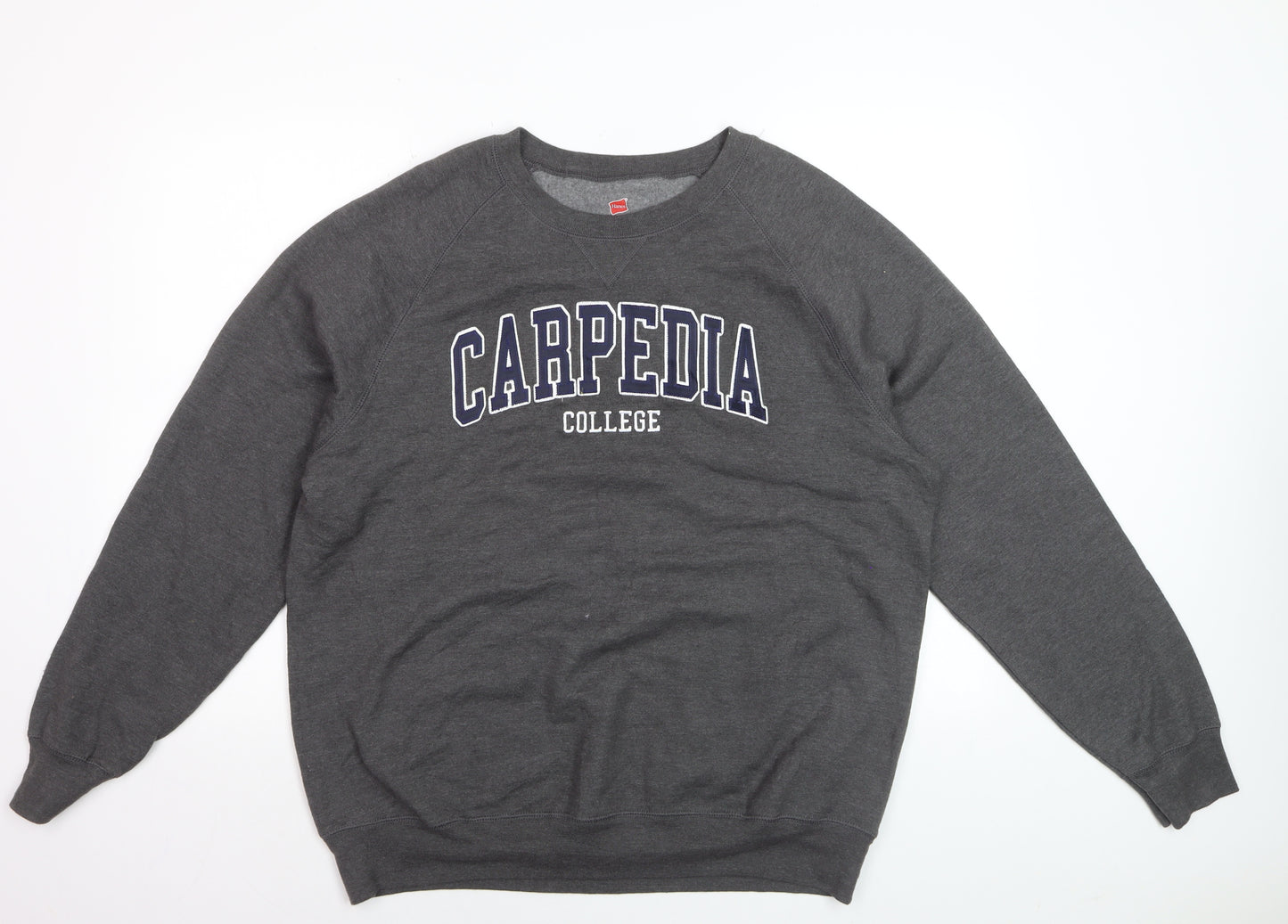 Hanes Men’s Grey College Logo Crew Neck Sweatshirt L