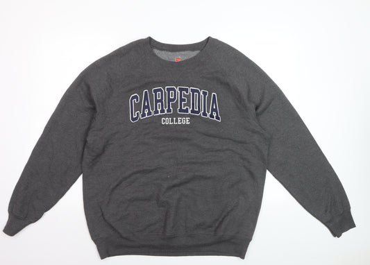 Hanes Men’s Grey College Logo Crew Neck Sweatshirt L
