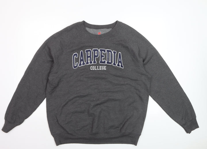 Hanes Men’s Grey College Logo Crew Neck Sweatshirt L