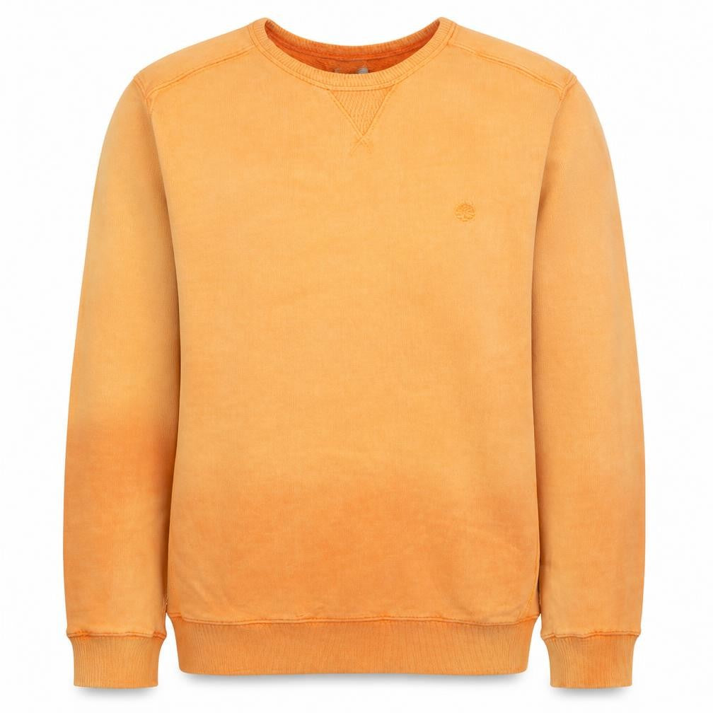 Front view of Timberland women’s orange cotton crew neck pullover sweatshirt l