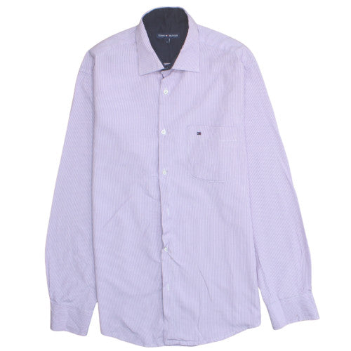 Tommy Hilfiger Men's Purple Striped Dress Shirt Long Sleeve Size L