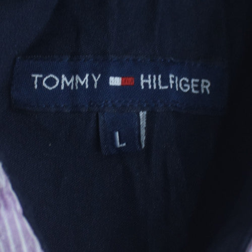 Tommy Hilfiger Men's Purple Striped Dress Shirt Long Sleeve Size L