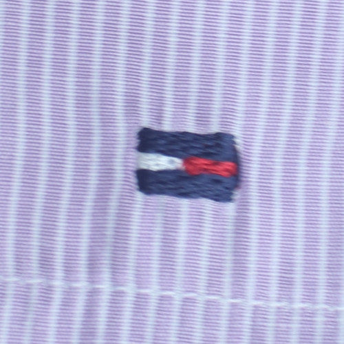 Tommy Hilfiger Men's Purple Striped Dress Shirt Long Sleeve Size L