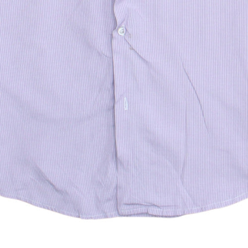 Tommy Hilfiger Men's Purple Striped Dress Shirt Long Sleeve Size L