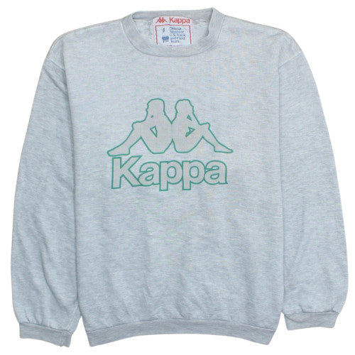 Kappa Men's Grey Pullover Sweatshirt L Vintage Crew Neck Sports Logo