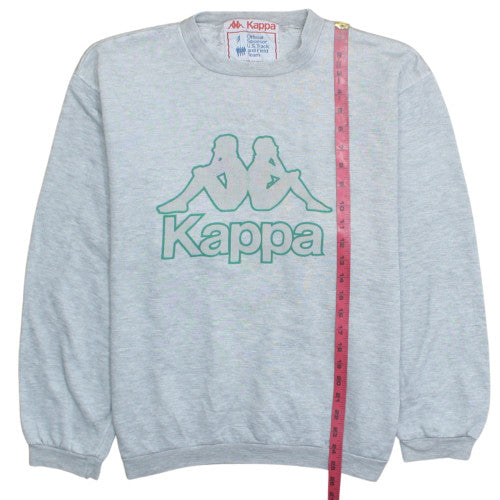 Kappa Men's Grey Pullover Sweatshirt L Vintage Crew Neck Sports Logo
