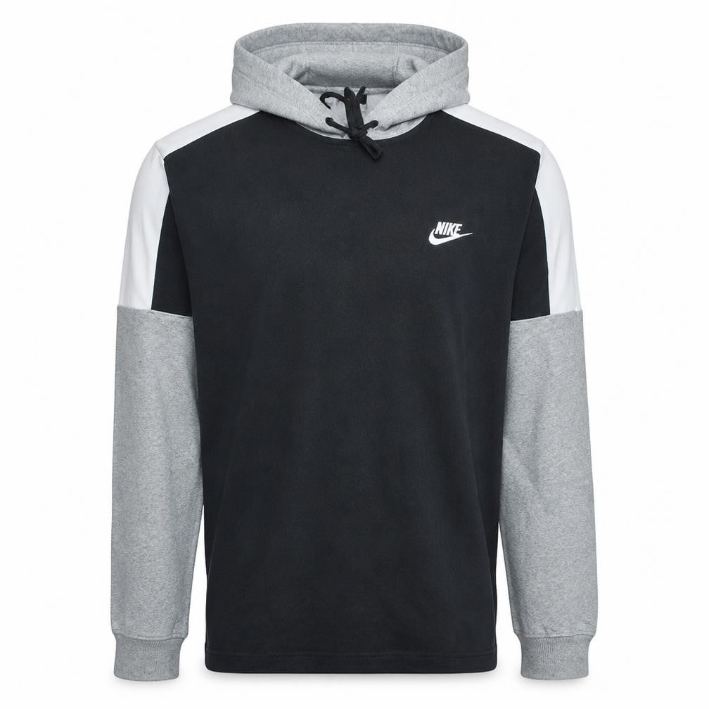 Front view of Nike men’s black grey pullover hoodie medium regular fit