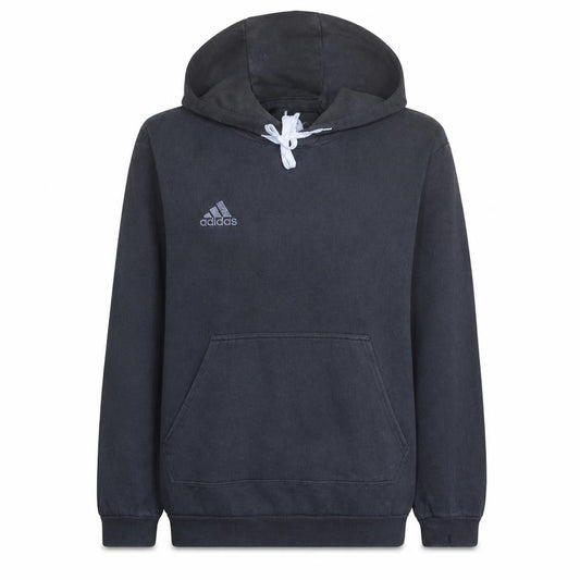 Front view of Adidas men’s black pullover hoodie l regular fit fleece sportswear