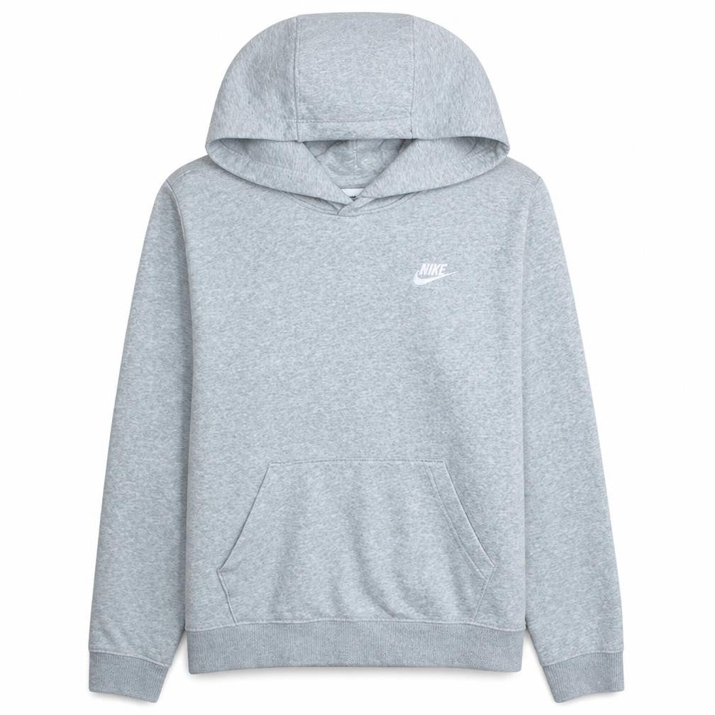 Front view of Nike Men's Grey Pullover Hoodie M Regular Fit Fleece Sweatshirt