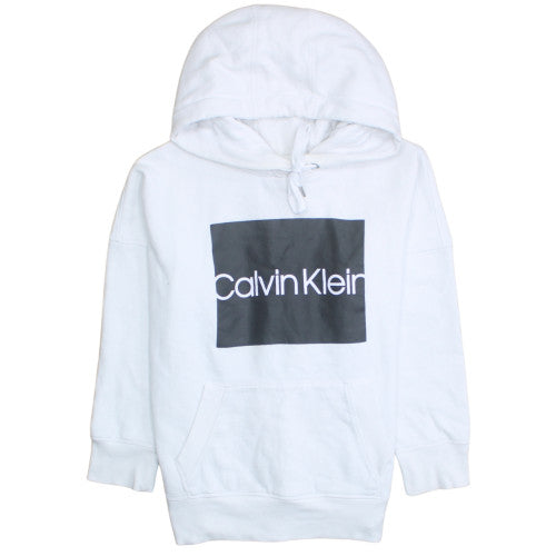 Calvin Klein Men's White Pullover Hoodie M Logo Fleece Sweatshirt