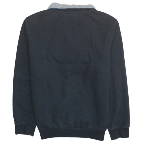 Napapijri Men's Black 1/4 Zip Sweatshirt Size L Pullover Logo Detail