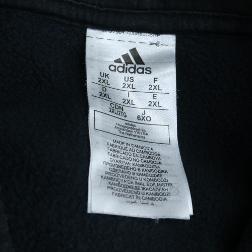 Adidas Men’s Black 2XL Pullover Hoodie with Logo and Stripes