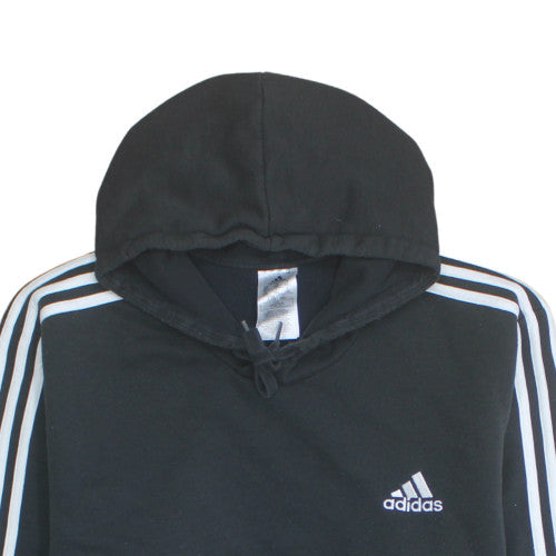 Adidas Men’s Black 2XL Pullover Hoodie with Logo and Stripes