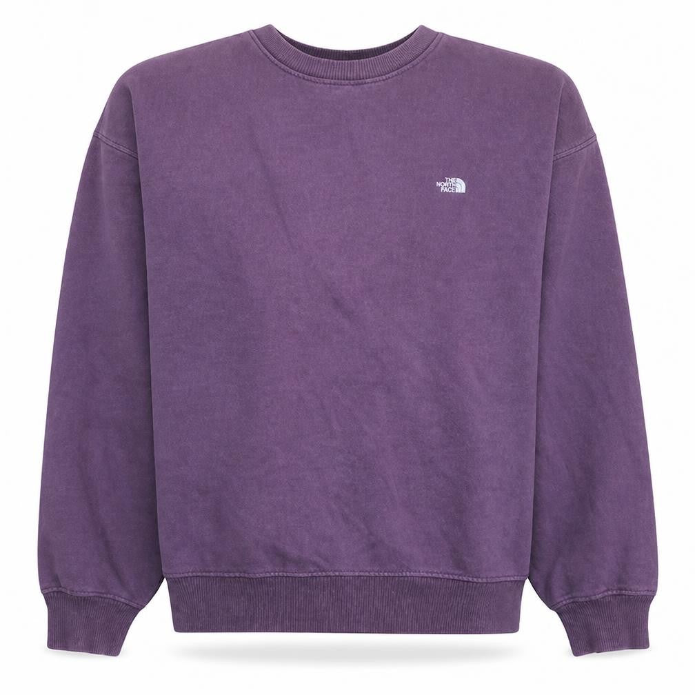 Front view of The North Face unisex purple xl pullover sweatshirt crew neck fleece